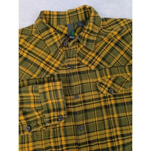 STIO Junction Shirt Men's Size XL Mustard Plaid Flannel Long Sleeve Pockets